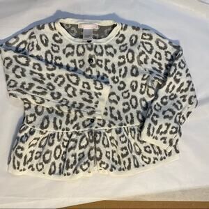 Janie and Jack Cardigan Girls 4 4T Parisian Park Ivory leopard cardigan sweater